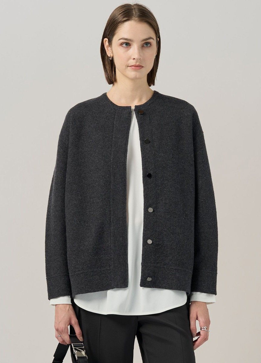 質感壓縮羊毛開釦針織上衣